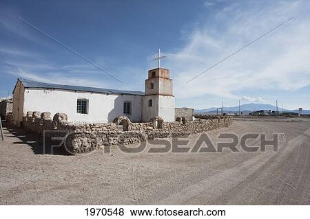 Stock Photo - San Antonio Chapel In Ollague, Antofagasta Region, Chile. Fotosearch