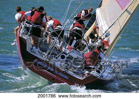 San Francisco, Big Boat Series, Stern View Close-Up Of Yacht Trimming The Sails View Large Photo Image Stock Photograph - San Francisco, Big Boat Series, Stern View Close-Up Of Yacht Trimming The Sails. Fotosearch