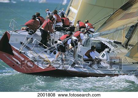 San Francisco, Big Boat Series, Close-Up Action Shot Of Crew Ducking For Port And Starboard View Large Photo Image Stock Photo - San Francisco, Big Boat Series, Close-Up Action Shot Of Crew Ducking For Port And Starboard. Fotosearch
