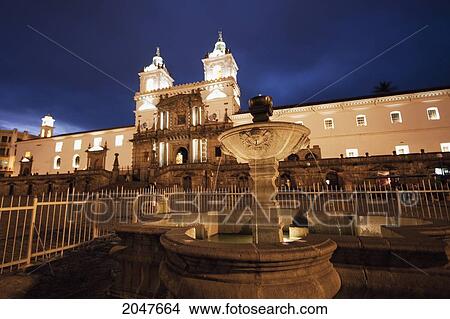 Picture - San Francisco Church At Night, Quito, Pichincha, Ecuador. Fotosearch