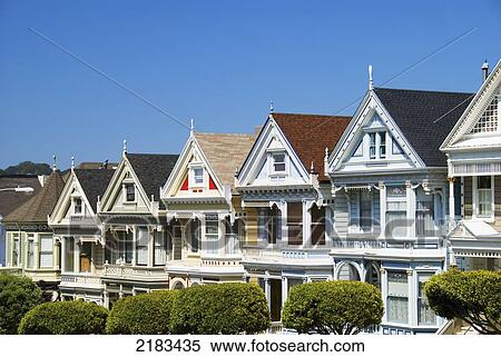 Stock Photography - San Francisco's Painted Ladies A Row Of Colorful Victorian Houses; San Francisco California United States Of America. Fotosearch