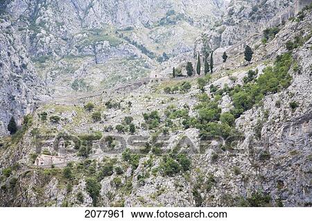 San Giovanni Fortress Surrounds The Town Of Kotor. The Walls Surrounding The Town Are 5 Kilometers Long And Can Be Up To Twenty Meters Tall., Monte View Large Photo Image Stock Image - San Giovanni Fortress Surrounds The Town Of Kotor. The Walls Surrounding The Town Are 5 Kilometers Long And Can Be Up To Twenty Meters Tall., Monte. Fotosearch