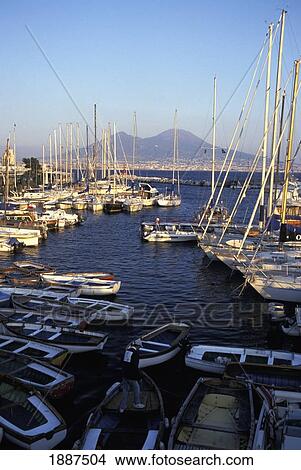 San Lucia Port With Mount Vesuvius View Large Photo Image Picture - San Lucia Port With Mount Vesuvius. Fotosearch