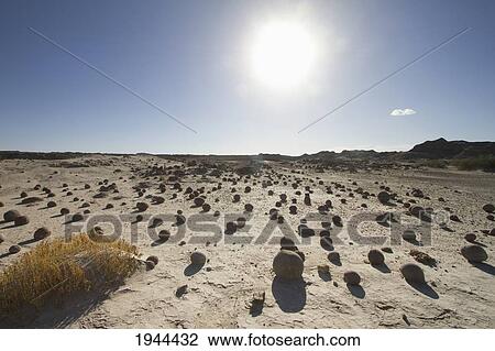 Stock Image - Sand spheres at the Cancha de Bochas, Valle de la Luna (Moon Valley), Ischigualasto Natural Park, San Juan, Argentina. Fotosearch