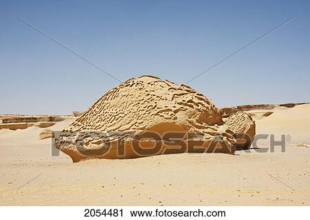 Stock Image - Sandstone Formations Resulting From Wind Erosion In Wadi Al-Hitan (Whale Valley), El Fayoum, Egypt. Fotosearch