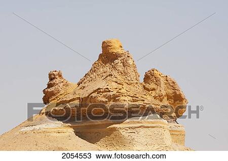 Stock Image - Sandstone Formations Resulting From Wind Erosion In Wadi Al-Hitan (Whale Valley), El Fayoum, Egypt. Fotosearch