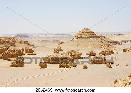 Stock Photo - Sandstone Formations Resulting From Wind Erosion In Wadi Al-Hitan (Whale Valley), El Fayoum, Egypt. Fotosearch