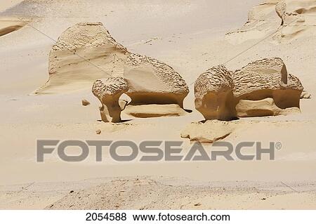 Stock Photo - Sandstone Formations Resulting From Wind Erosion In Wadi Al-Hitan (Whale Valley), El Fayoum, Egypt. Fotosearch