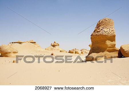 Stock Photo - Sandstone Formations Resulting From Wind Erosion In Wadi Al-Hitan (Whale Valley), El Fayoum, Egypt. Fotosearch