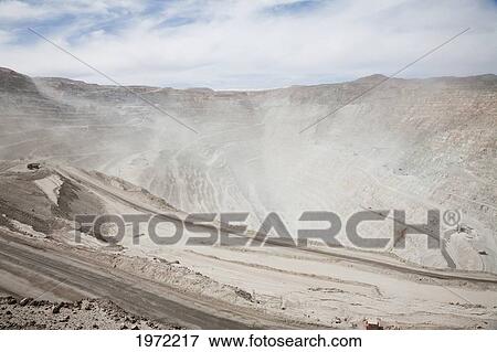 Stock Photo - Sandstorm In Chuquicamata, The Largest Open Copper Mine In The World, Antofagasta Region, Chile. Fotosearch