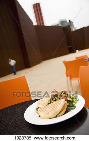 Stock Photography - Sandwich On Plate At Cafe Outside Australian Centre For Contemporary Art, Southbank, Melbourne, Australia. Fotosearch