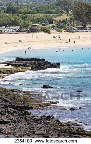 Stock Image - Sandy Beach Park on Kalanianaole Highway; Oahu, Hawaii, United States of America. Fotosearch