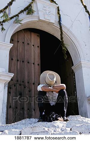 Stock Photo - Sanito Tomas Church, Man Sleeping, Chichicastenango. Fotosearch