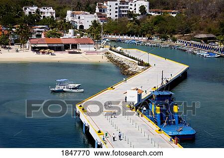 Santa Cruz Pier, Bahias De Huatulco, Oaxaca State, Mexico; High Angle View Of Tropical Pier View Large Photo Image Stock Image - Santa Cruz Pier, Bahias De Huatulco, Oaxaca State, Mexico; High Angle View Of Tropical Pier. Fotosearch