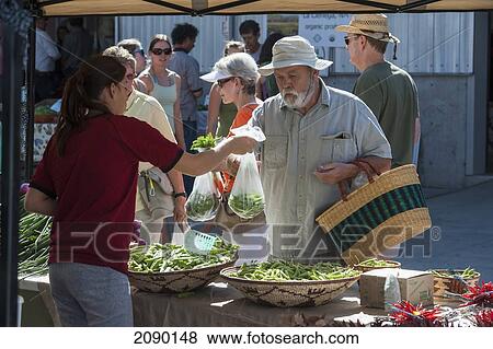Stock Photo - Santa Fe Farmers Market At The Renovated Rail Yard, Santa Fe, New Mexico, Usa. Fotosearch
