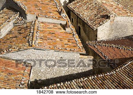 Santo Stefano Di Sessanio, Abruzzo, Italy; Terra Cotta Pantile Rooftops View Large Photo Image Stock Photo - Santo Stefano Di Sessanio, Abruzzo, Italy; Terra Cotta Pantile Rooftops. Fotosearch