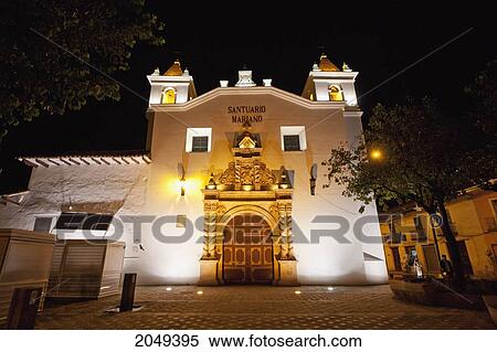 Stock Photography - Santuario Mariano At Night, Cuenca, Azuay, Ecuador. Fotosearch
