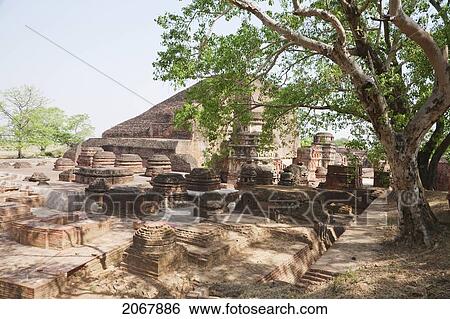 Stock Photograph - Sariputra Stupa (Temple Site No. 3), Nalanda Mahavihara, Bihar, India. Fotosearch