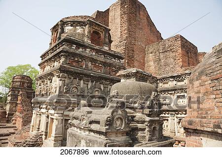 Stock Photograph - Sariputra Stupa (Temple Site No. 3), Nalanda Mahavihara, Bihar, India. Fotosearch