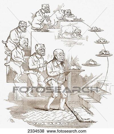 Stock Photo - Satire On Charles Darwin's Theory Of Evolution. From El Museo Popular Published Madrid, 1887. Fotosearch