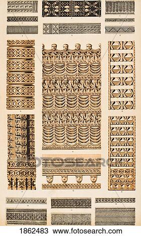 Stock Image - Savage Tribes No 2 Plate Ii From The Grammar Of Ornament By Owen Jones Published By Day & Son London 1865. Fotosearch