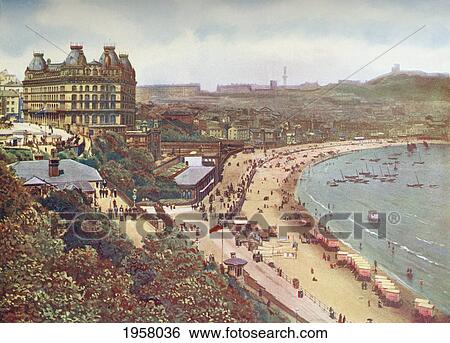 Stock Photograph - Scarborough, North Yorkshire, England In The 19Th Century. From Picturesque History Of Yorkshire, Published C. 1900. Fotosearch