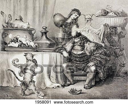 Scene From Puss In Boots By Charles Perrault. Puss Meets The Ogre. After A Work By Gustave Dore. From El Mundo Ilustrado, Published Barcelona, Circa 1880. View Large Photo Image Stock Image - Scene From Puss In Boots By Charles Perrault. Puss Meets The Ogre. After A Work By Gustave Dore. From El Mundo Ilustrado, Published Barcelona, Circa 1880.. Fotosearch