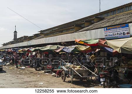Stock Photography - Scene in Central Market; Battambang, Cambodia. Fotosearch