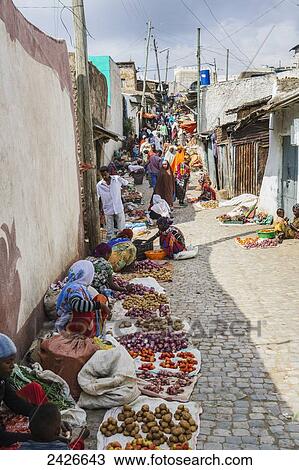Stock Image - Scenes around the old city of Harar in Eastern Ethiopia; Harar, Ethiopia. Fotosearch