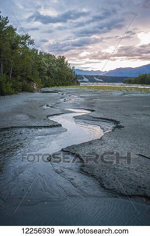 Scenic view of Matanuska River at sunset, Palmer, Southcentral Alaska, Summer View Large Photo Image Stock Photo - Scenic view of Matanuska River at sunset, Palmer, Southcentral Alaska, Summer. Fotosearch