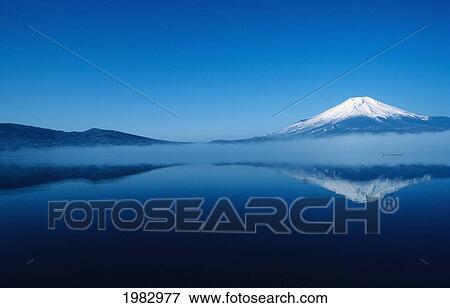 Stock Photo - Scenic view of Mt Fuji and Lake Motosu; Japan. Fotosearch