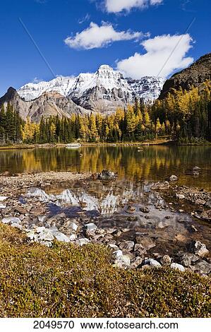 Stock Image - Schaffer Lake And Mount Huber, Yoho National Park, British Columbia. Fotosearch