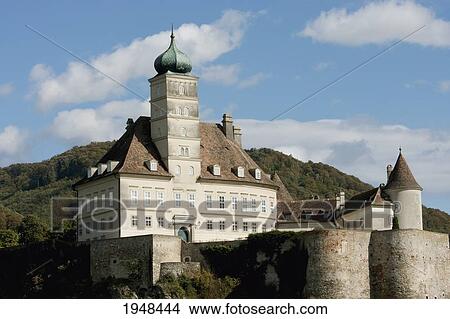 Picture - Schoenbuehel Castle, as seen from the Danube River in Wachau, Lower Austria, Austria. Fotosearch
