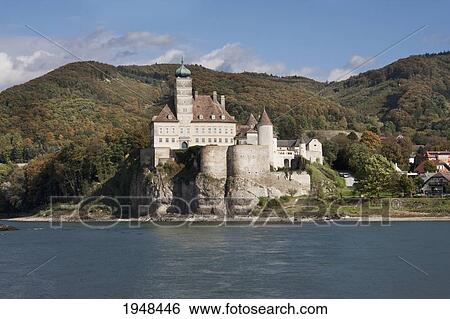 Stock Photograph - Schoenbuehel Castle, as seen from the Danube River in Wachau, Lower Austria, Austria. Fotosearch