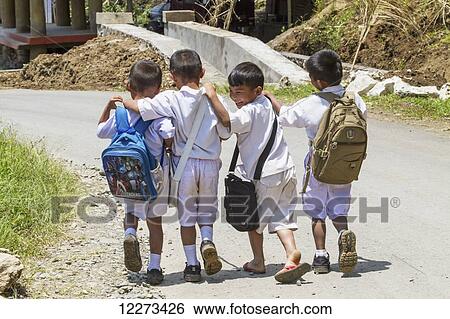 Stock Photograph - Schoolboys, Sereale, Toraja Land, South Sulawesi, Indonesia. Fotosearch