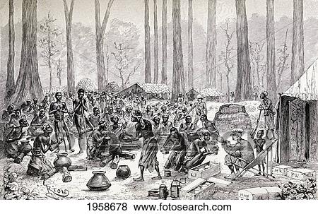 Scouts Serving Out Milk And Butter For Broth To Starving Pygmy Natives During Sir Henry Morton Stanley's Emin Pasha Relief Expedition, In Africa In 1888. From In Darkest Africa By Henry M. Stanley Published 1890. View Large Photo Image Stock Photo - Scouts Serving Out Milk And Butter For Broth To Starving Pygmy Natives During Sir Henry Morton Stanley's Emin Pasha Relief Expedition, In Africa In 1888. From In Darkest Africa By Henry M. Stanley Published 1890.. Fotosearch