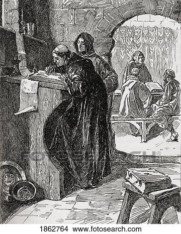 Picture - Scriptorium Of A Monastery From The Book The Church Of England A History For The People Published C. 1910. Fotosearch