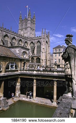 Sculpture At Great Bath With Bath Abbey In Background View Large Photo Image Stock Image - Sculpture At Great Bath With Bath Abbey In Background. Fotosearch