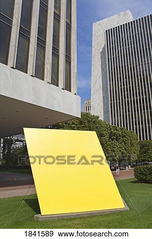 Stock Photo - Sculpture By Ellswoth Kelly On Empire State Plaza, State Capitol In Background; Albany, New York, Usa. Fotosearch