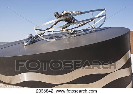 Stock Image - Sculpture Called Life Boat By Nick Jenkins, 2009, Rnli Heritage Trust Building; Poole, Dorset, England, United Kingdom. Fotosearch