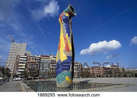 Stock Image - Sculpture Dona In Ocel, Park Joan Miro. Fotosearch