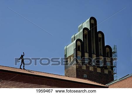 Stock Photo - Sculpture In Front Of The Wedding Tower In Artists' Colony, Darmstadt, Germany. Fotosearch