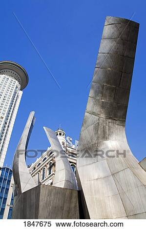 Stock Photography - Sculpture In Renmin Square By Nanjing Road; Shanghai, China. Fotosearch