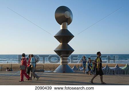 Stock Photo - Sculpture In Zarautz Promenade, Zarautz, Basque Country, Spain. Fotosearch