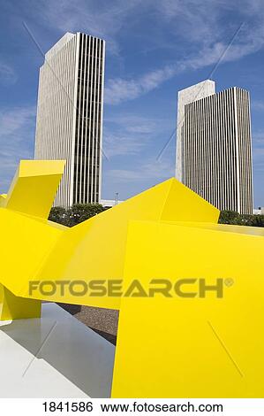 Stock Photograph - Sculpture Lippincott 1 By James Rosati On Empire State Plaza, State Capitol In Background; Albany, New York, Usa. Fotosearch