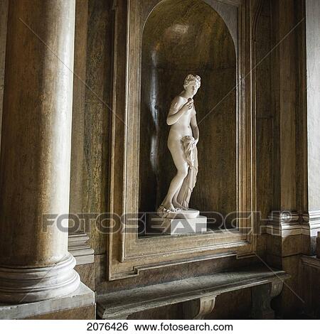 Stock Photograph - Sculpture Of A Woman In A Wooden Niche Inside Stockholm Palace; Stockholm Sweden. Fotosearch