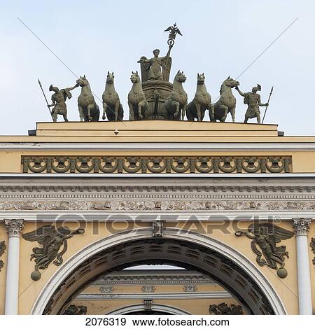 Sculptures On Top Of General Staff Building; St. Petersburg Russia View Large Photo Image Stock Photo - Sculptures On Top Of General Staff Building; St. Petersburg Russia. Fotosearch