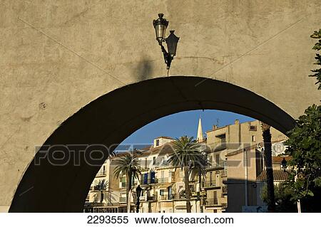 Stock Photography - Seafront restaurants along the quai Landry at Calvi. The Balagne district. Corsica. France. Fotosearch
