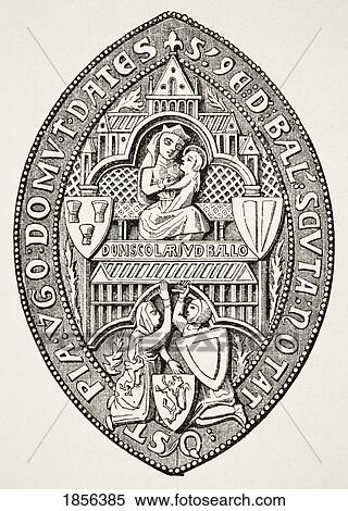 Stock Photography - Seal Of Balliol College Founded 1269 Oxford From Science And Literature In The Middle Ages By Paul Lacroix Published London 1878. Fotosearch