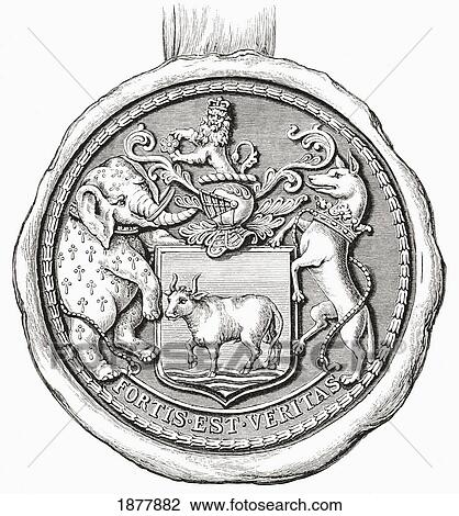 Stock Image - Seal Of Oxford City, England. From The Book Short History Of The English People By J. R. Green, Published London 1893. Fotosearch